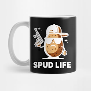 Spud Life | Funny Cool Potato with a Gun | Cute Potato puns | Potato Spuds puns Mug